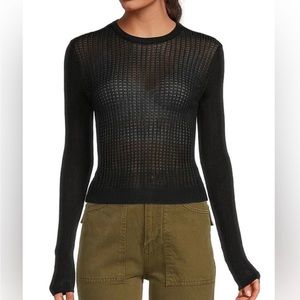 Free People H20 Crew Pullover Shirt Top. NWT. Black. Size Large‎